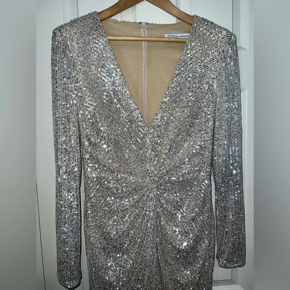 👗 NWT! Mac Duggal Sequin Knotted Hi Low  Dress - Picture 8 of 11